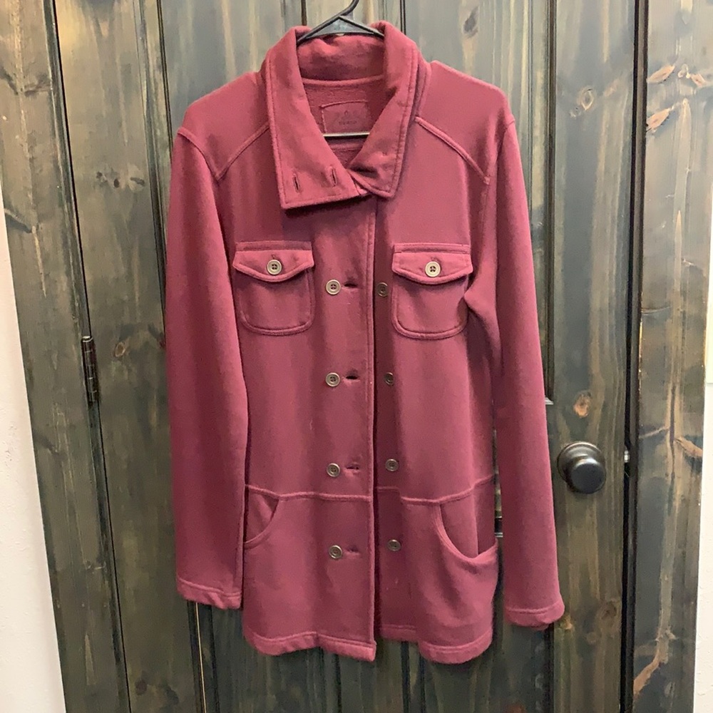 Prana button up fleece jacket, size large.